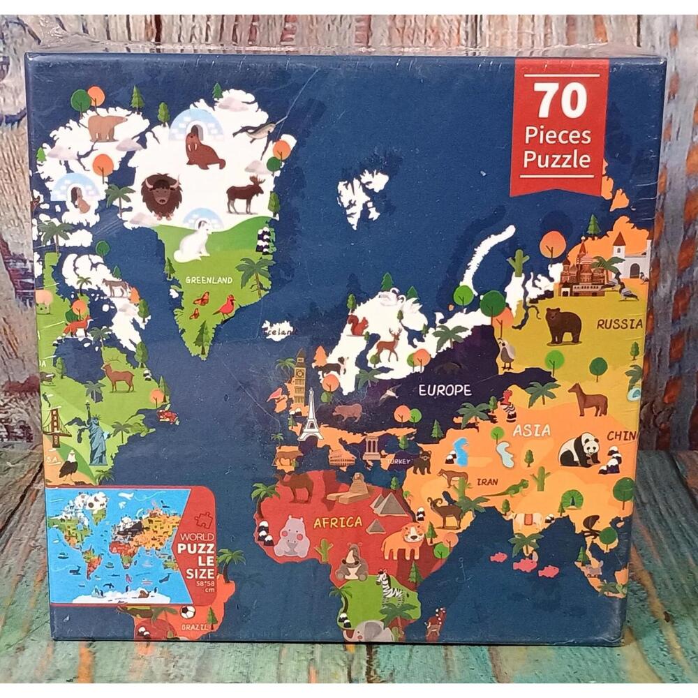World Map Puzzle - 70 Piece Puzzle - NEW‎